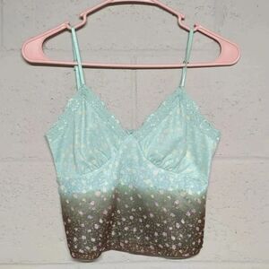 Wild Fable Microfloral Sheer Cottagecore Cropped Camisole Fairycore Size XS